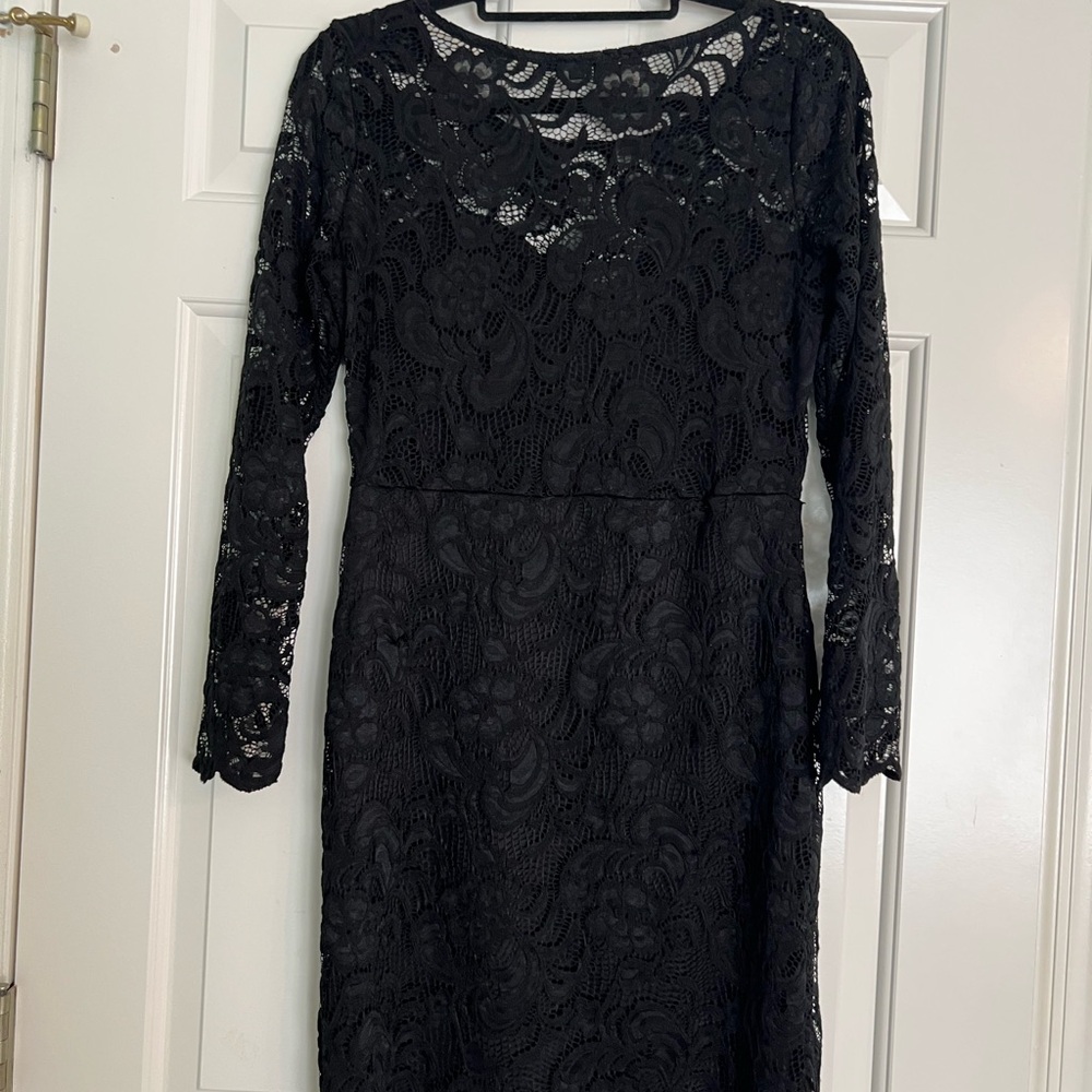Ambiance Black Long Sleeve Lace Dress – Size L - Picture 2 of 9